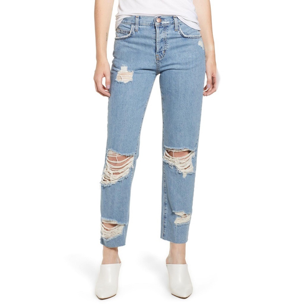 Current/Elliot Ripped Original Straight Leg Jeans